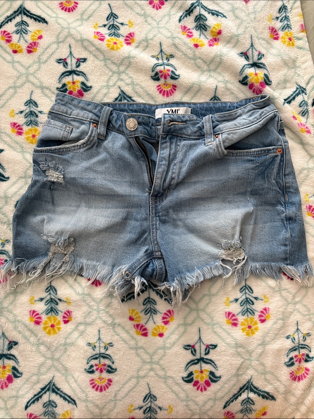 YMI Light Blue Distressed Denim Cutoff Shorts
